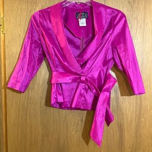 3/$15 Alex Evenings Petite Pink Tie Front Jacket